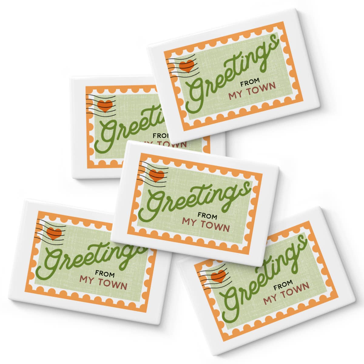 Personalized City Magnet - Postage Stamp Name Drop Design
