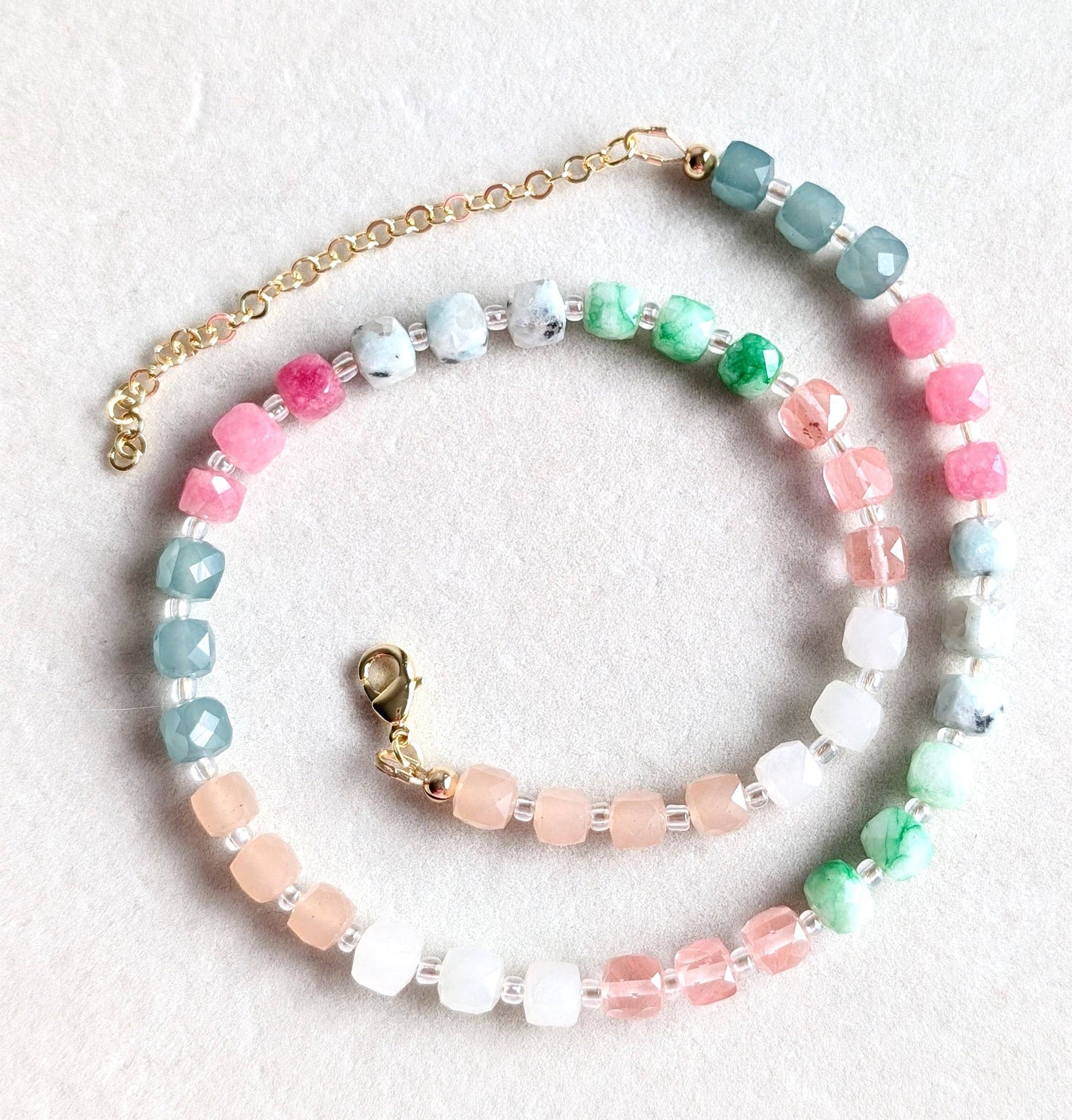Pastel Mosaic Gemstone Necklace