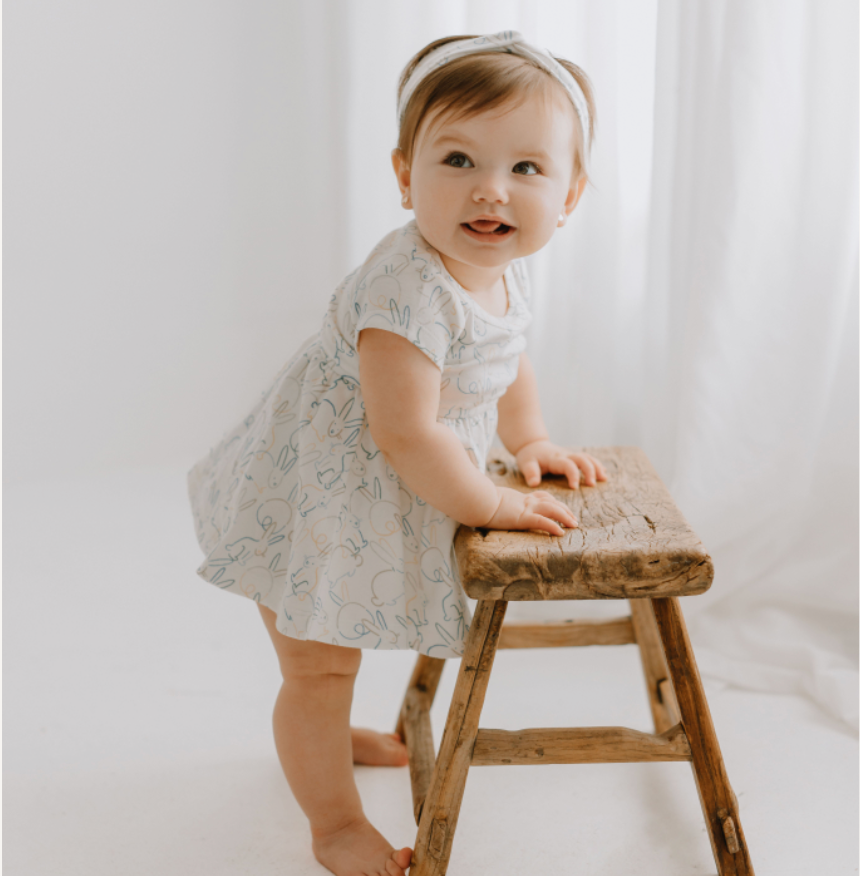 Bunnies Twirl organic Dress baby and kid