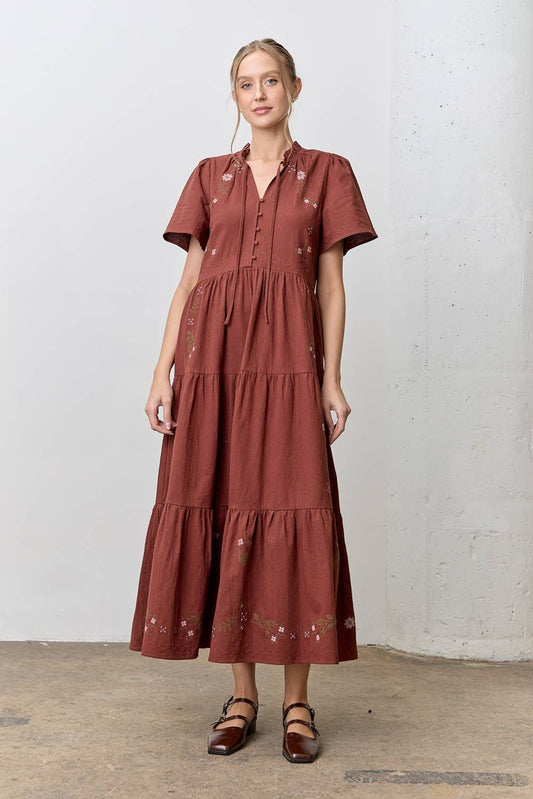 CROSS STITCH MAXI DRESS