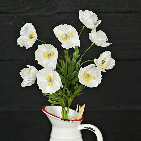 35355- 16inL Wrinkle Poppy Bush-Cream-