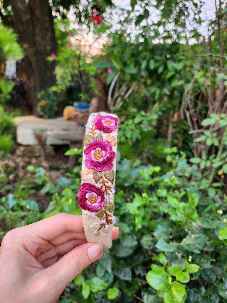 3D Floral Embroidered Headband, Brianna Collection