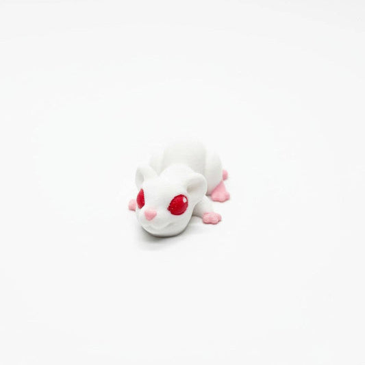 Rat (White with Red Eyes) • Halloween • Mini 3D Printed Articulated Animal • Flexi Animals • Pocket Pets • Pocket Pals • Desk Pets*