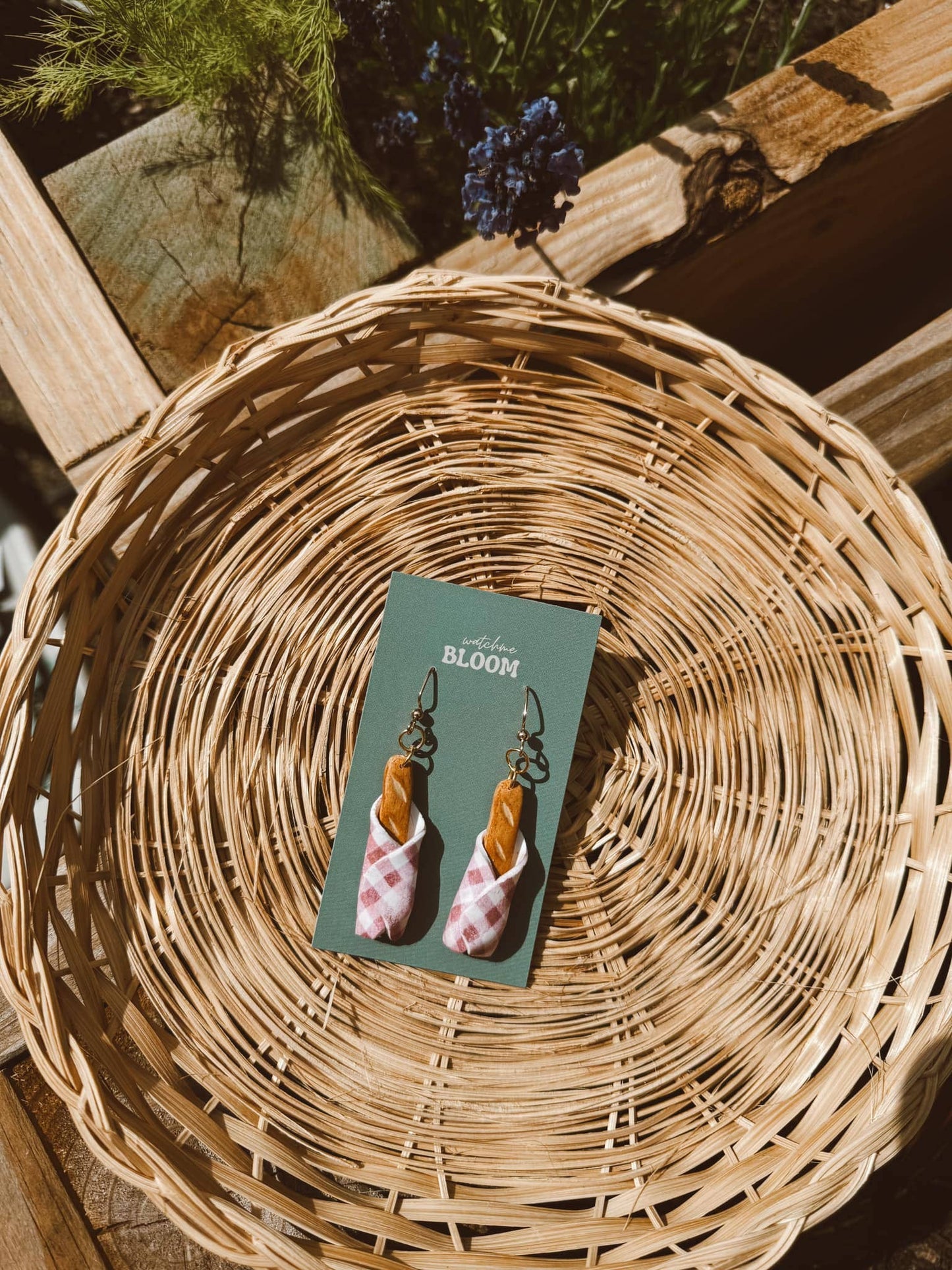 Wrapped Baguette Dangles | Polymer Clay Earrings