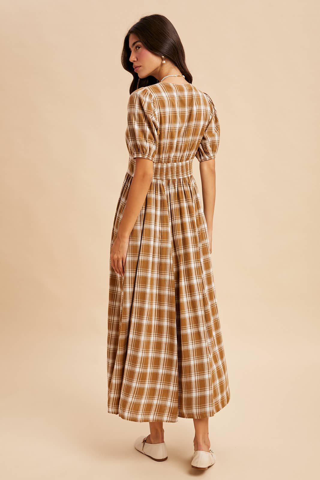 PLAID BUTTON DOWN MAXI DRESS