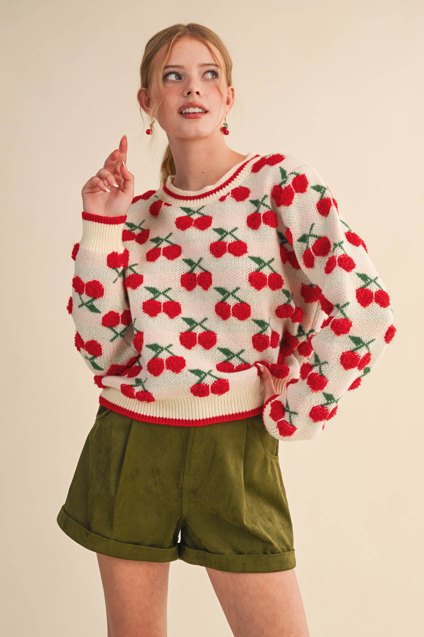 FUZZY CHERRY SWEATER