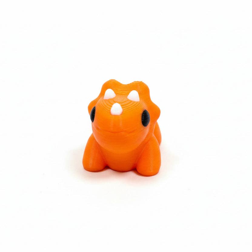 Triceratops Dinosaur (Orange) • Mini 3D Printed Articulated Animal • Flexi Animals • Pocket Pets • Pocket Pals • Desk Pets [#44]
