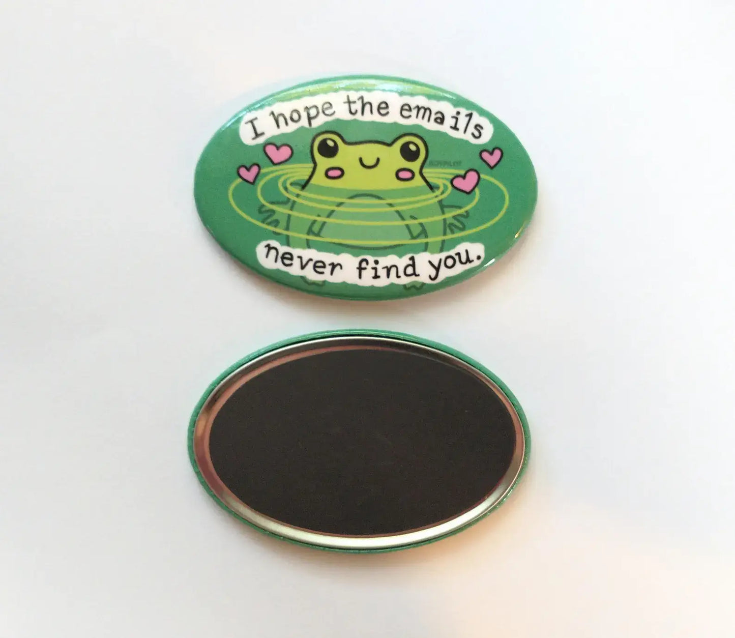 Safe from Emails Magnet - Cute Frog Oval Fridge Magnet