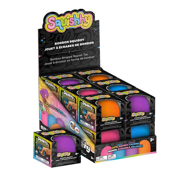 Squishhy Bonbon-Shaped Textured Squishy Fidget Stress Ball (1pc) Assorted Colors