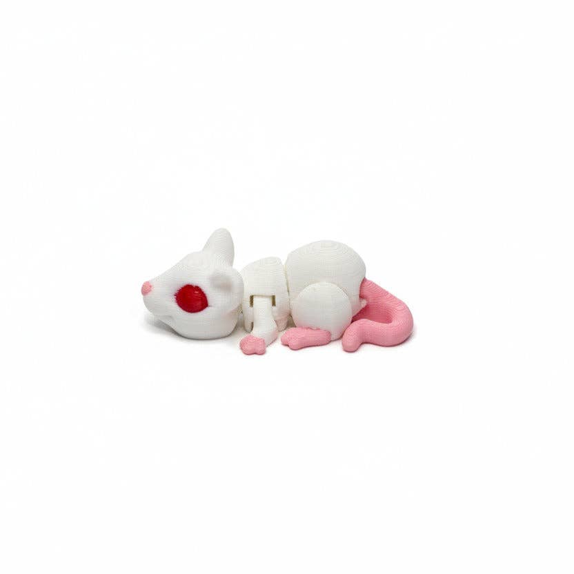 Rat (White with Red Eyes) • Halloween • Mini 3D Printed Articulated Animal • Flexi Animals • Pocket Pets • Pocket Pals • Desk Pets*