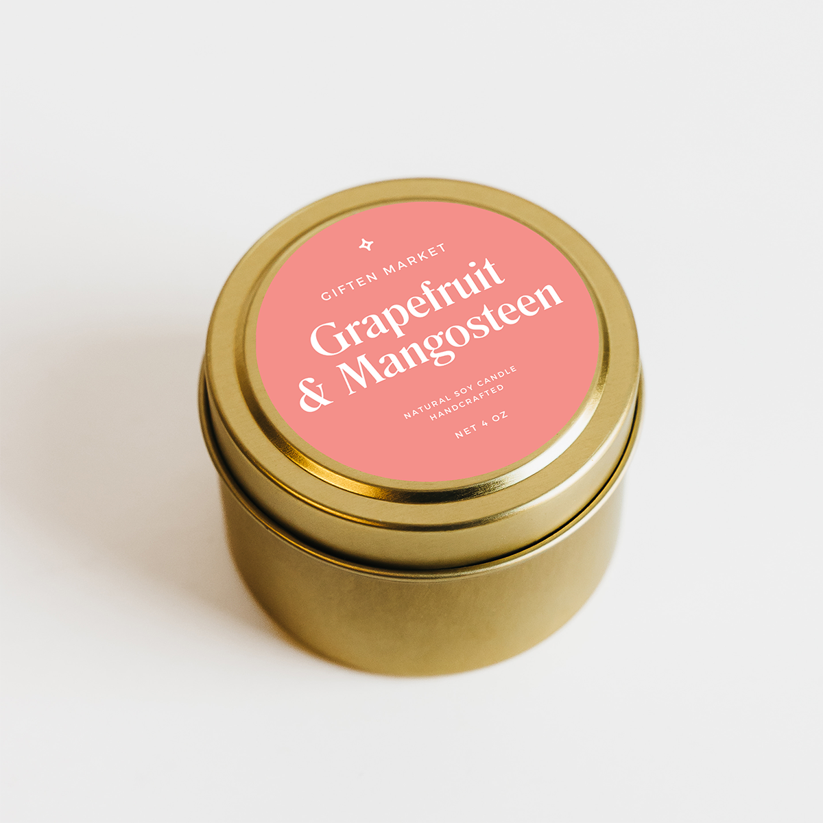 Grapefruit & Mangosteen Soy Candle - 4oz Gold Travel Tin