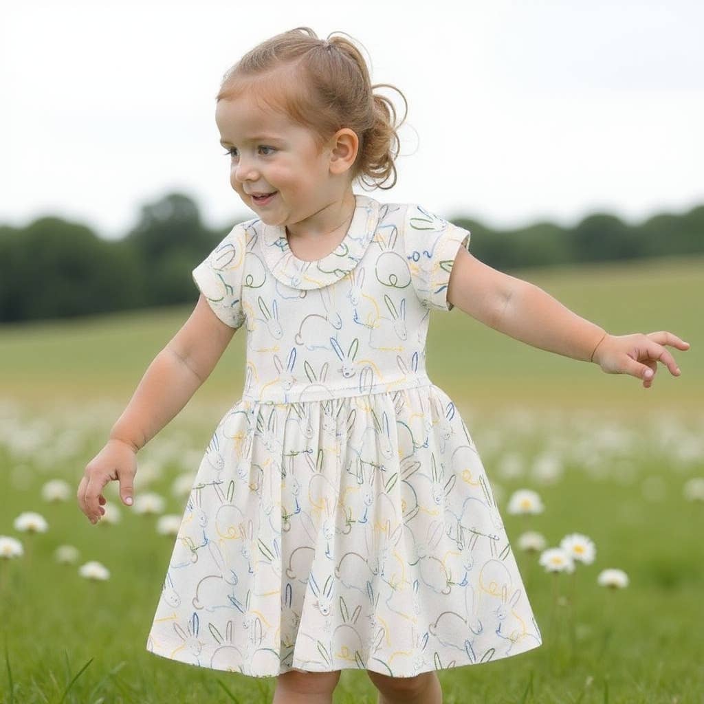 Bunnies Twirl organic Dress baby and kid