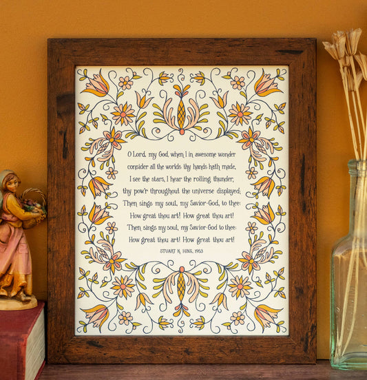 How Great Thou Art Hymn Art Print - Cream