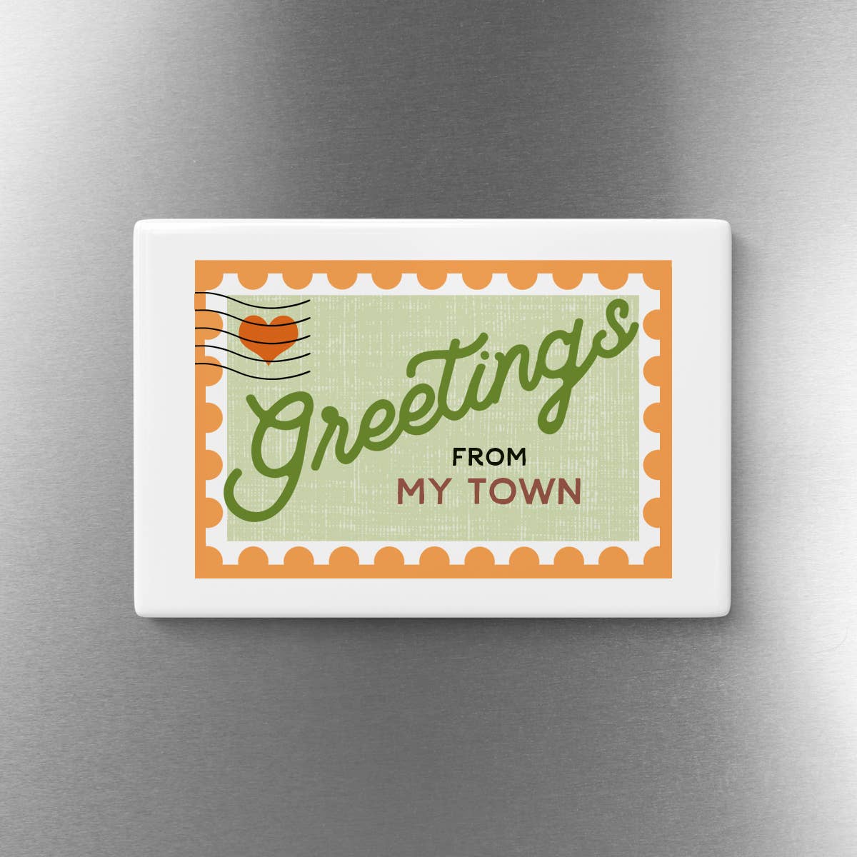 Personalized City Magnet - Postage Stamp Name Drop Design
