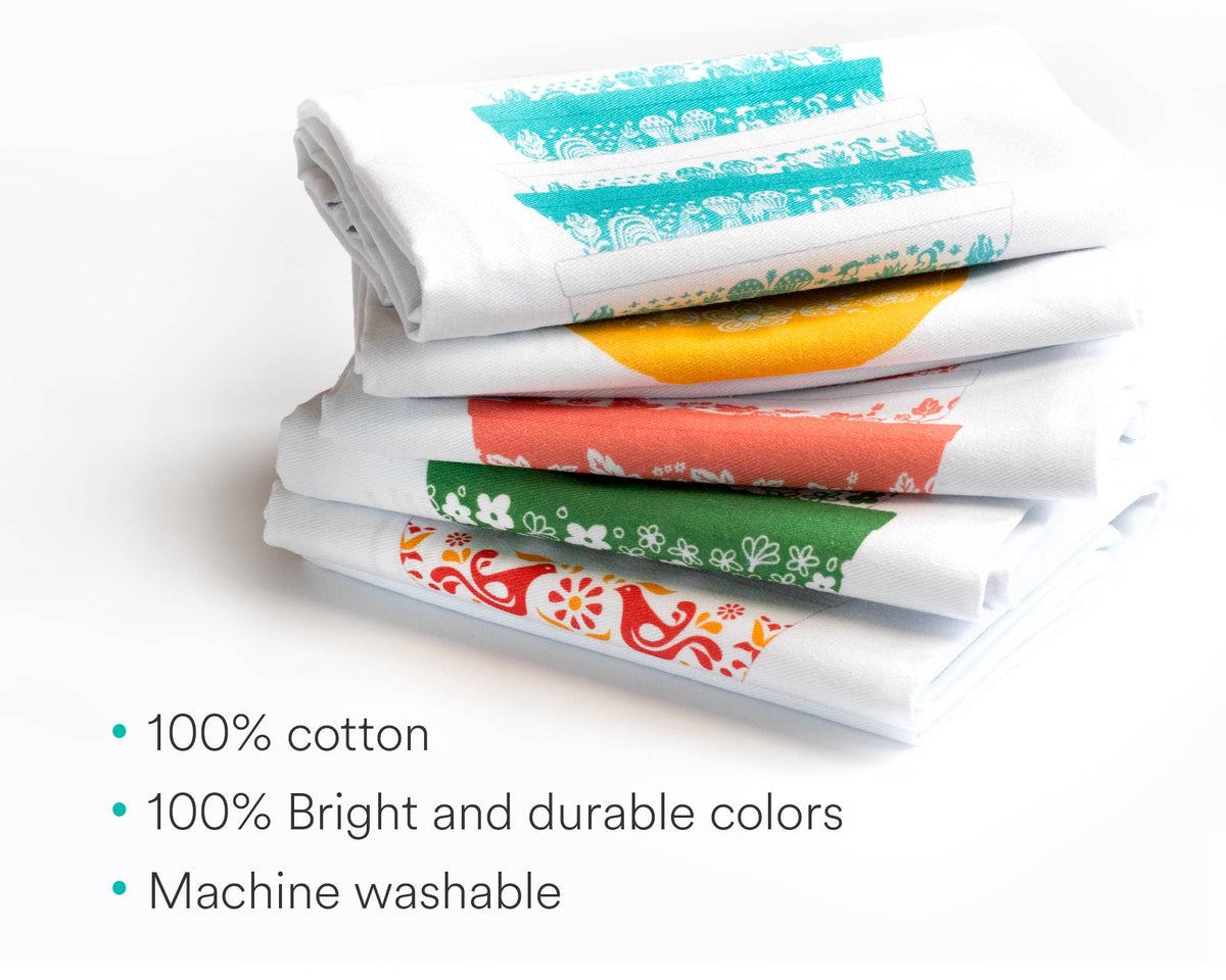 Vintage Bowl Stack Cotton Tea Towel | 6 Patterns