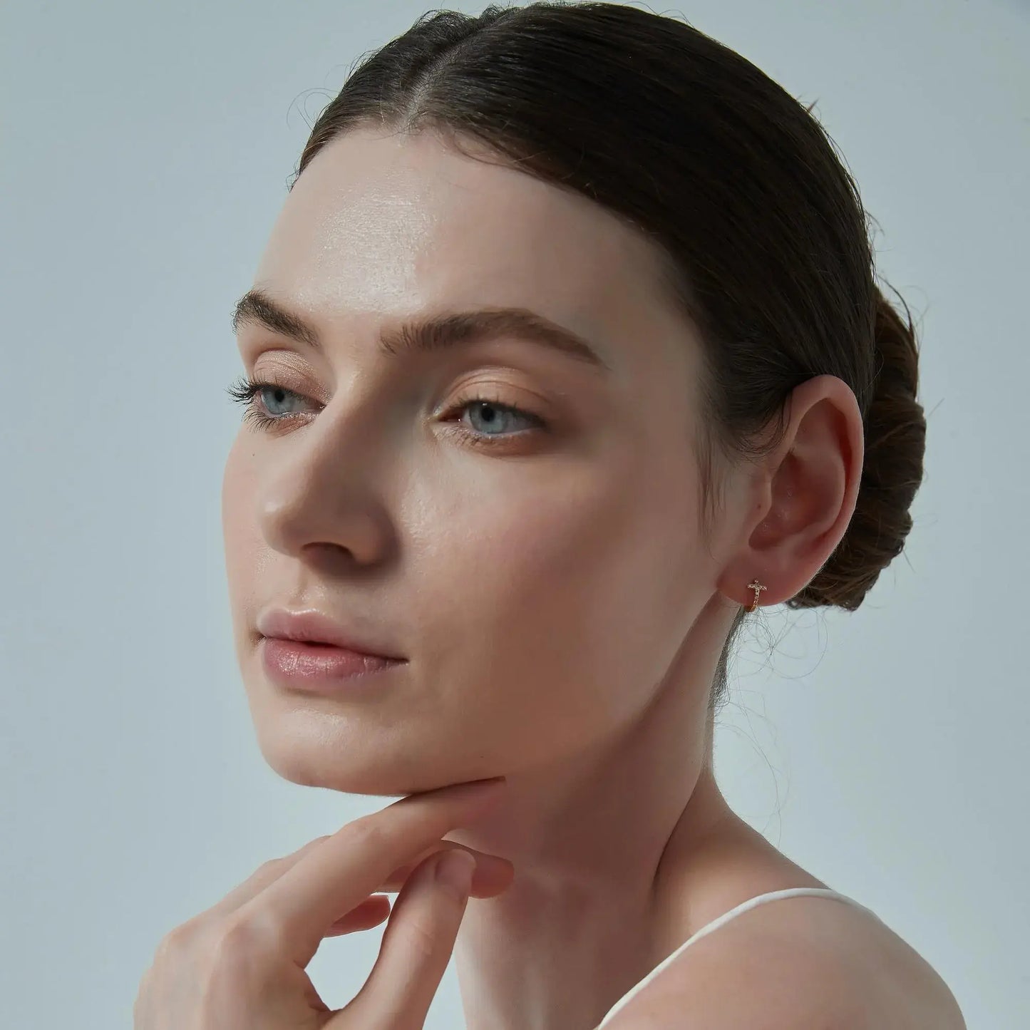 Small Minimalist Cross Hoop Earrings in 925 Sterling Silver