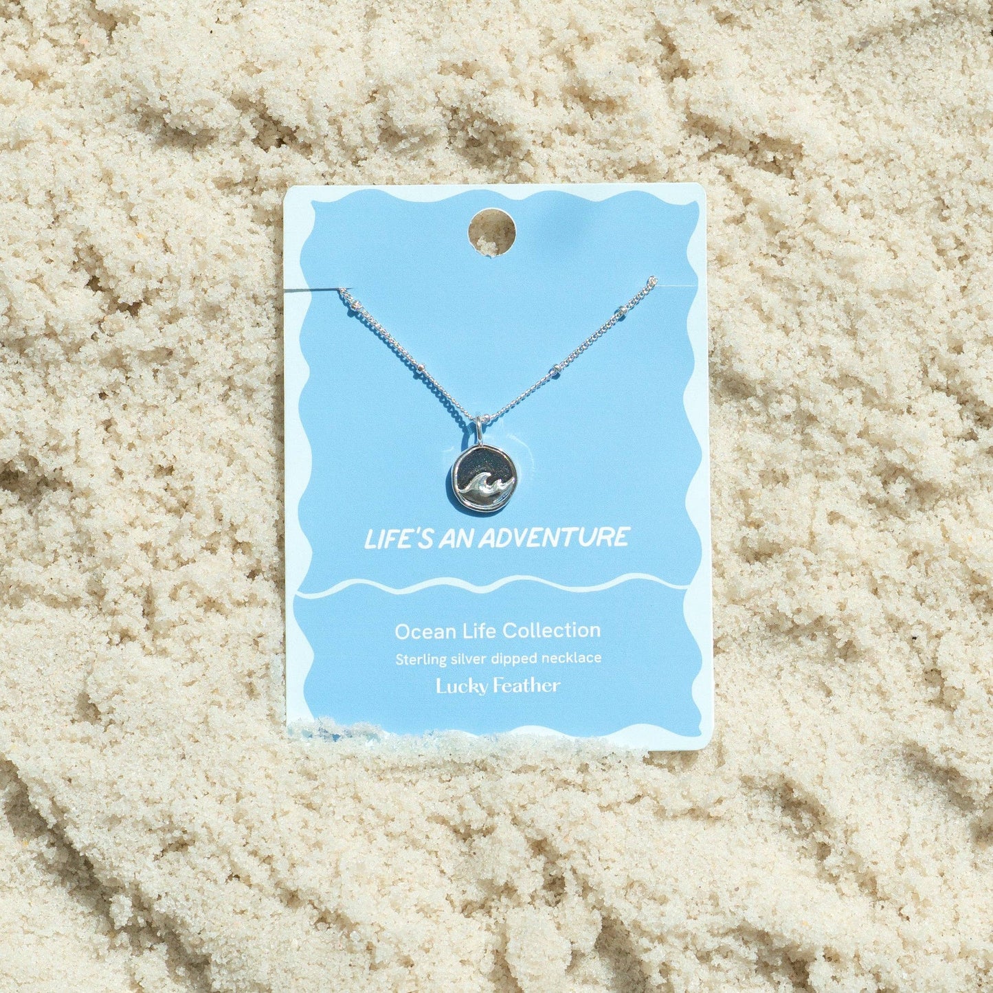Ocean Life Necklace - Sterling Silver-Dipped - Wave