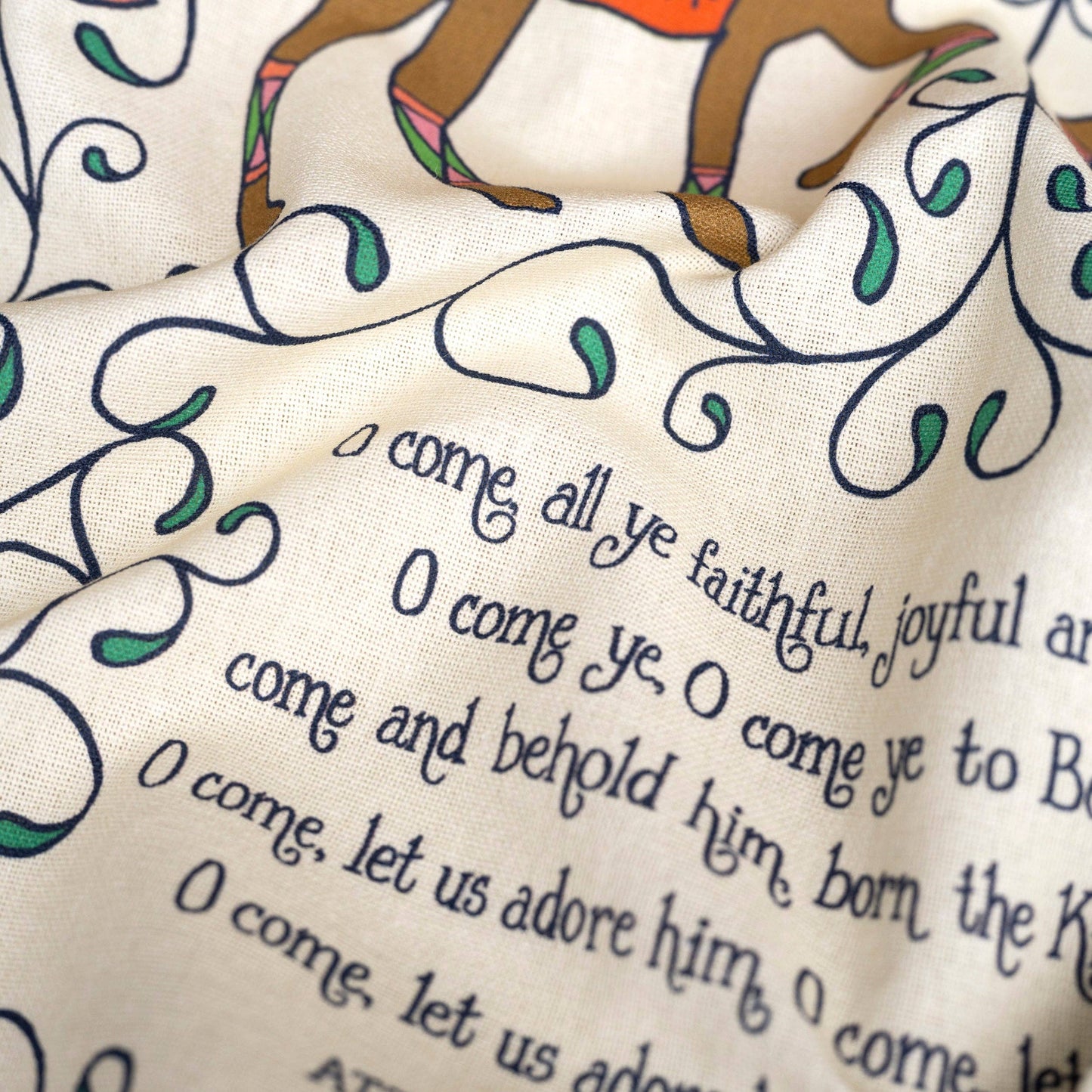 O Come All Ye Christmas Tea Towel - Full Color