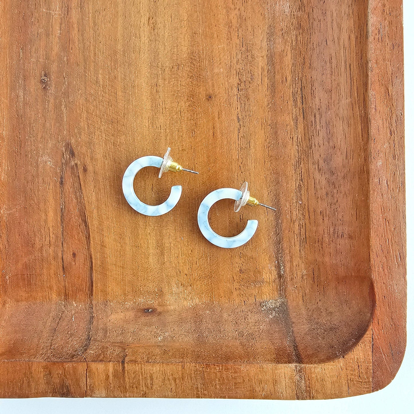 Micro Cam Mini Hoops - Saltwater Blue // Summer Earrings