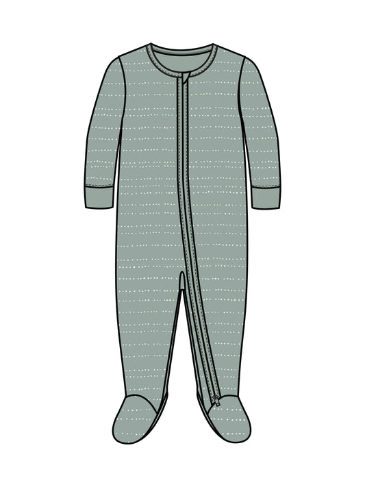 Organic Baby Peyton Footed Sleeper - Pebble / Jade