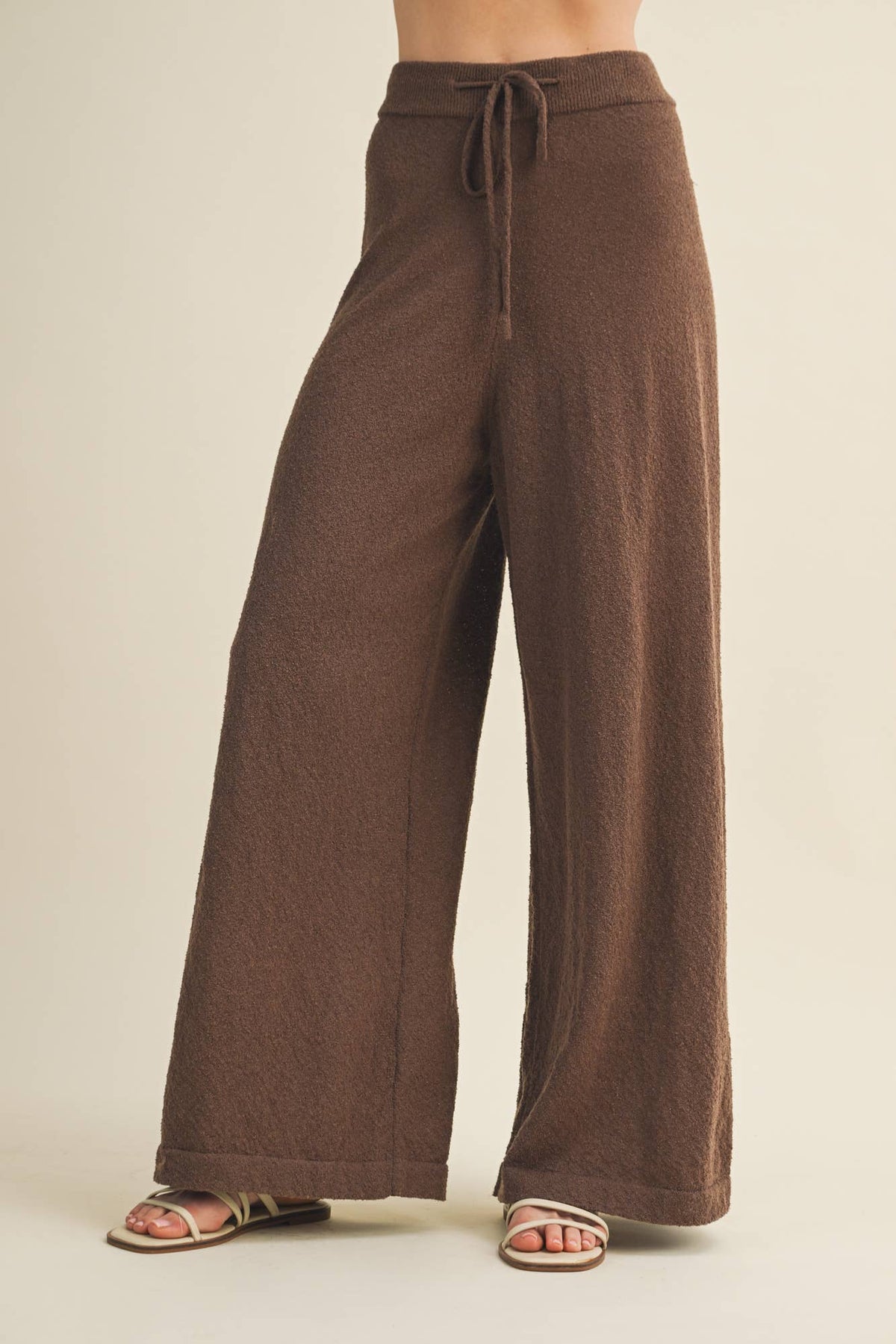 Plush Bouclé Knit Wide-Leg Trousers