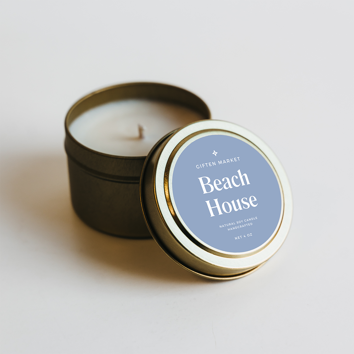 Beach House Soy Candle - 4oz Gold Travel Tin - Small Batch