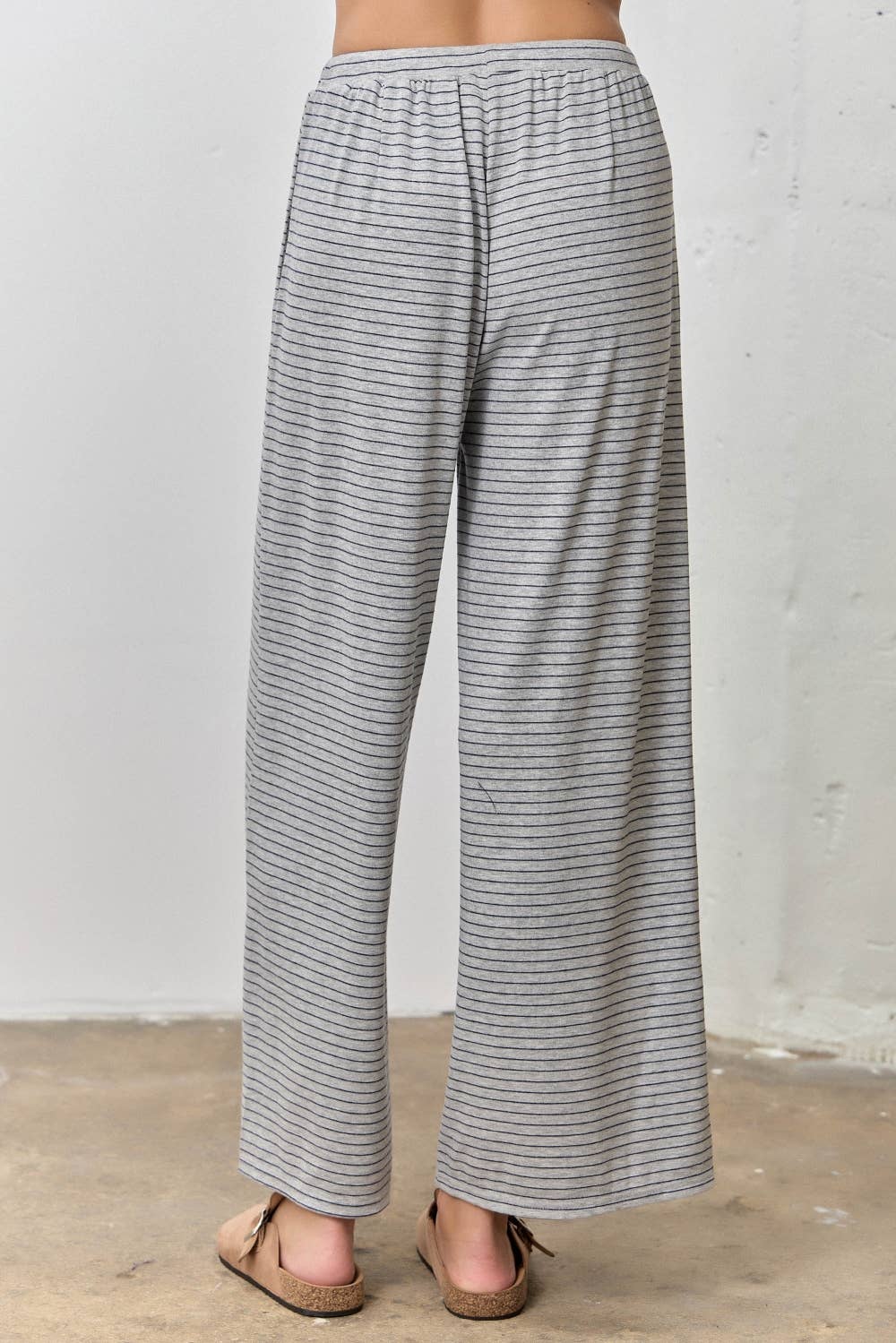 STRIPED KNIT DRAWSTRING PANTS