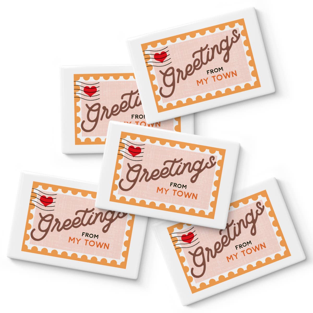 Personalized City Magnet - Postage Stamp Name Drop Design