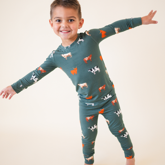 Bamboo 2-Piece Toddler Pajama Set | Green Cow