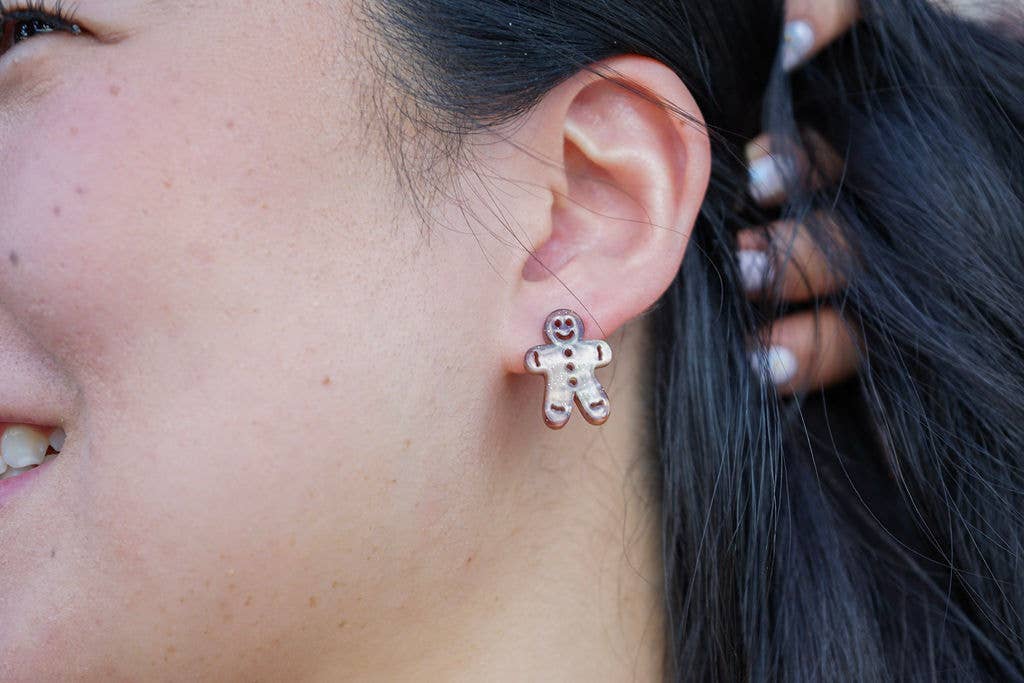 Gingerbread Studs - Brown Shimmer // Christmas, Holiday, Jewelry, Earrings