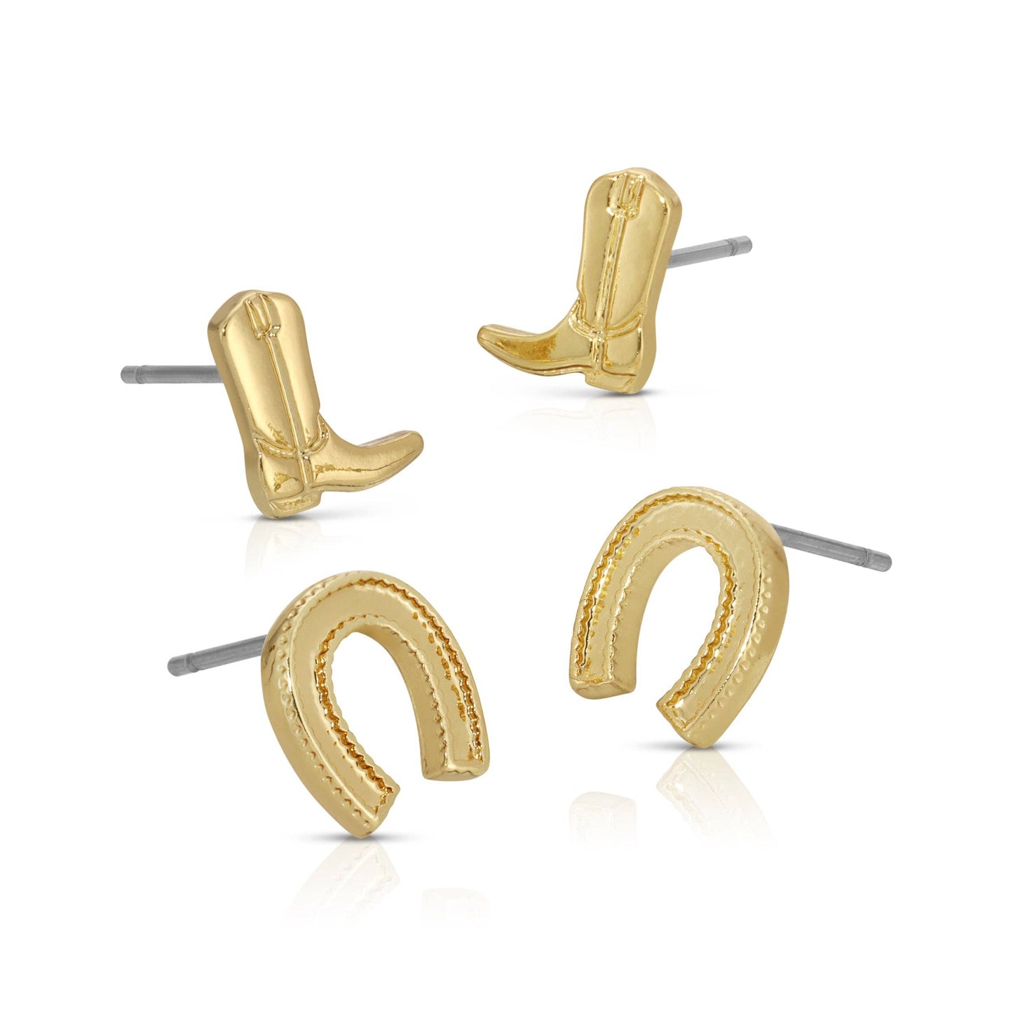 Earring Set - 2 pr - Boots + Horseshoe - LOTS