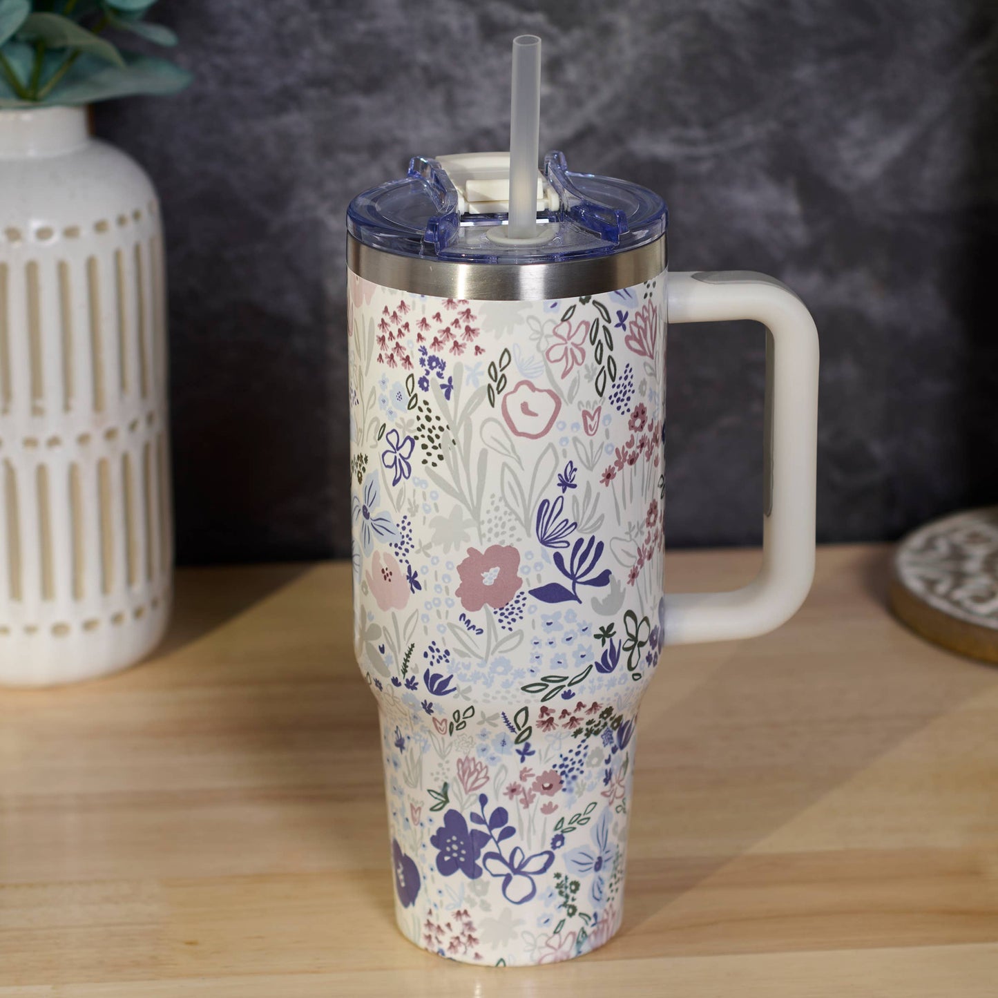 Blue Floral Travel Mug