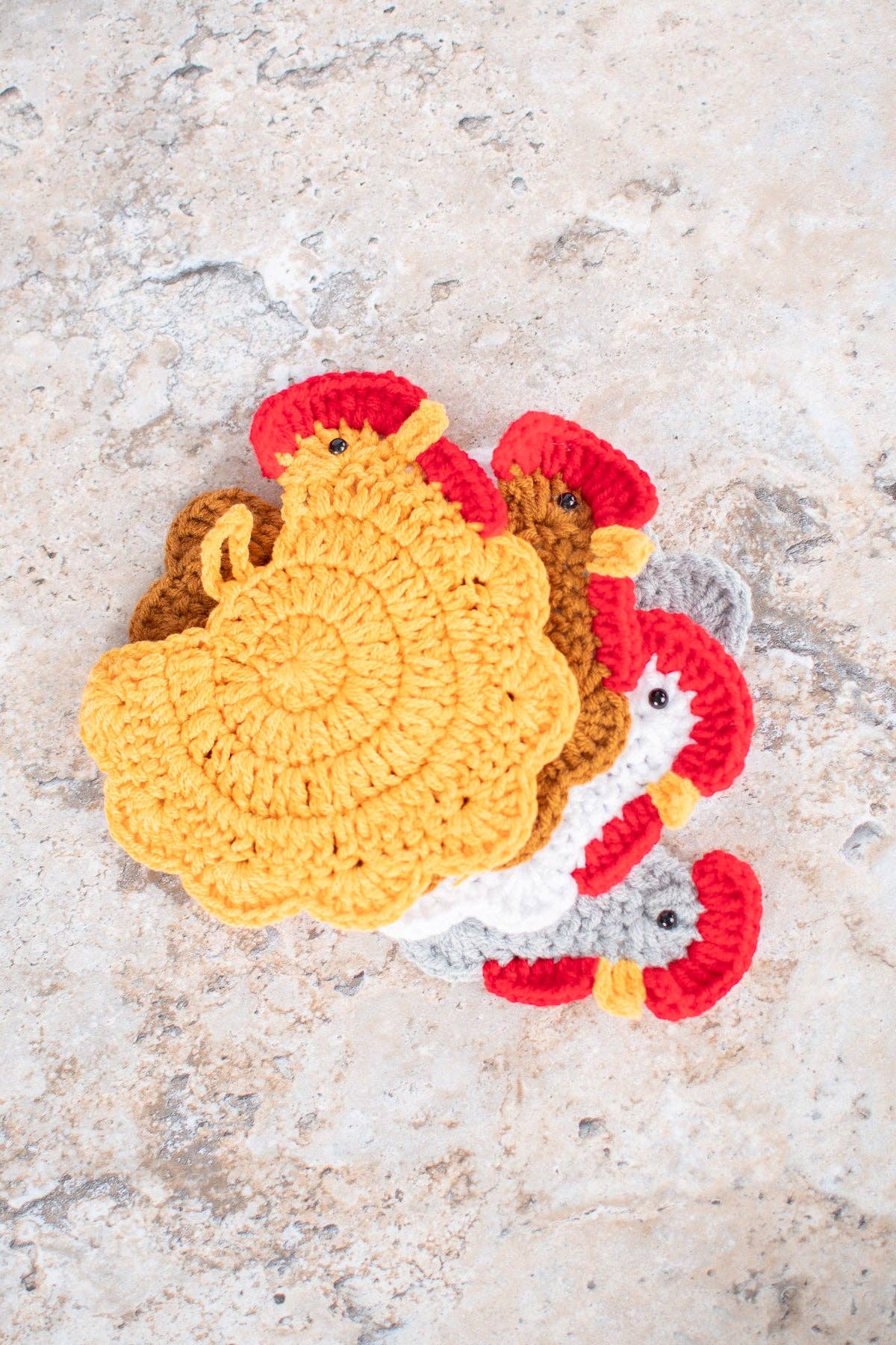 Crochet Chicken Coasters - Set of 4
