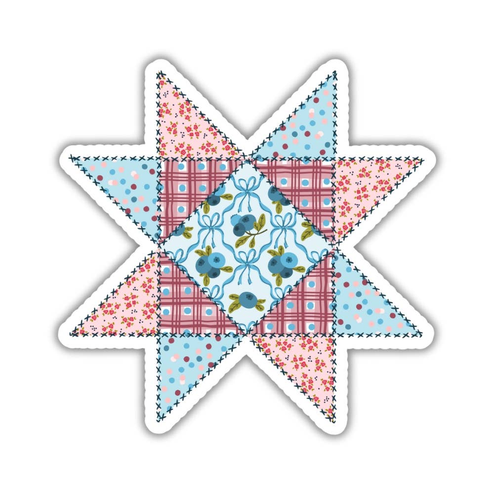 Americana Blueberry Barn Quilt Patch - Sticker