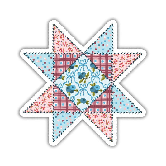 Americana Blueberry Barn Quilt Patch - Sticker