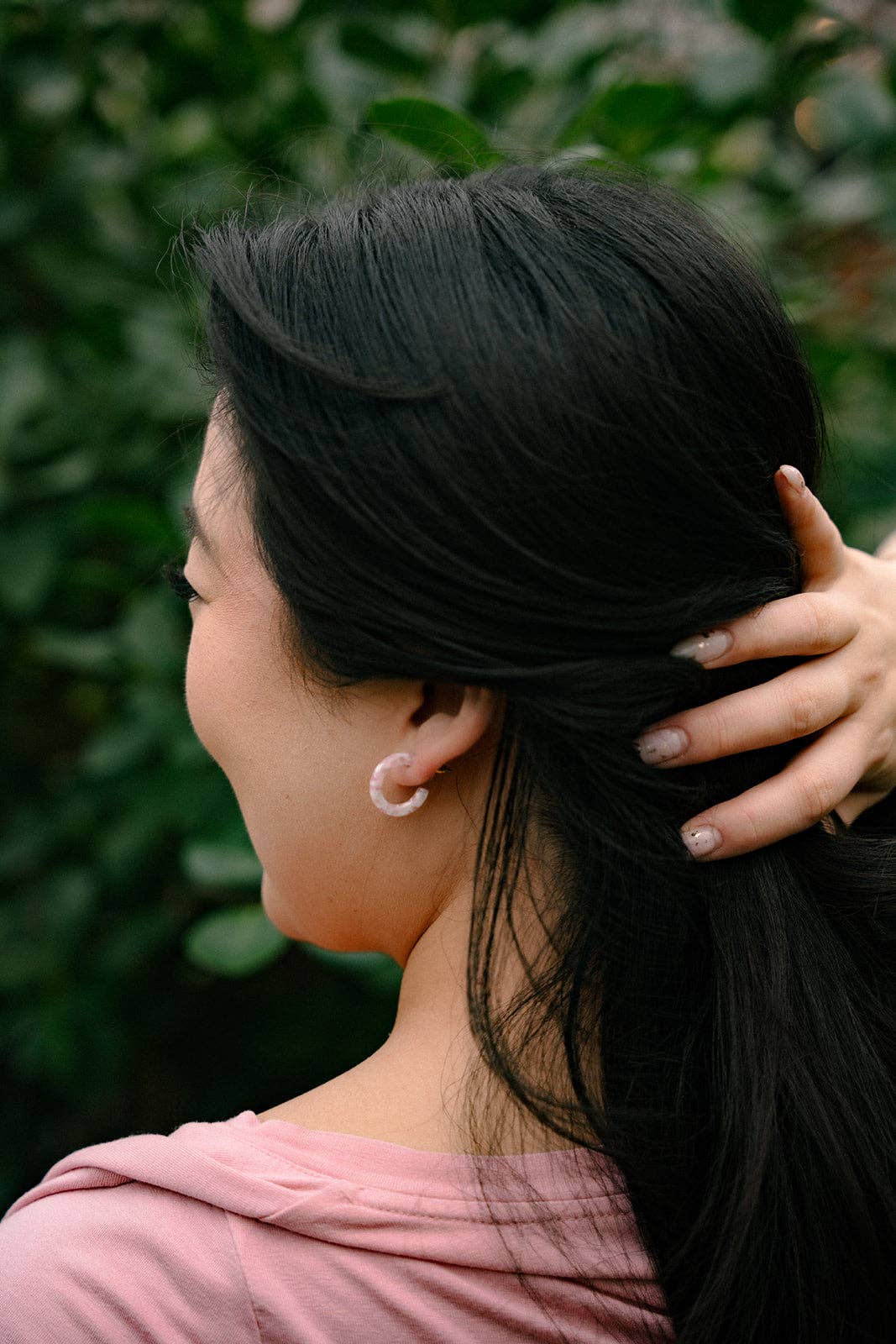 Micro Cam Mini Hoops - Powder Pink Dot // Easter Jewelry