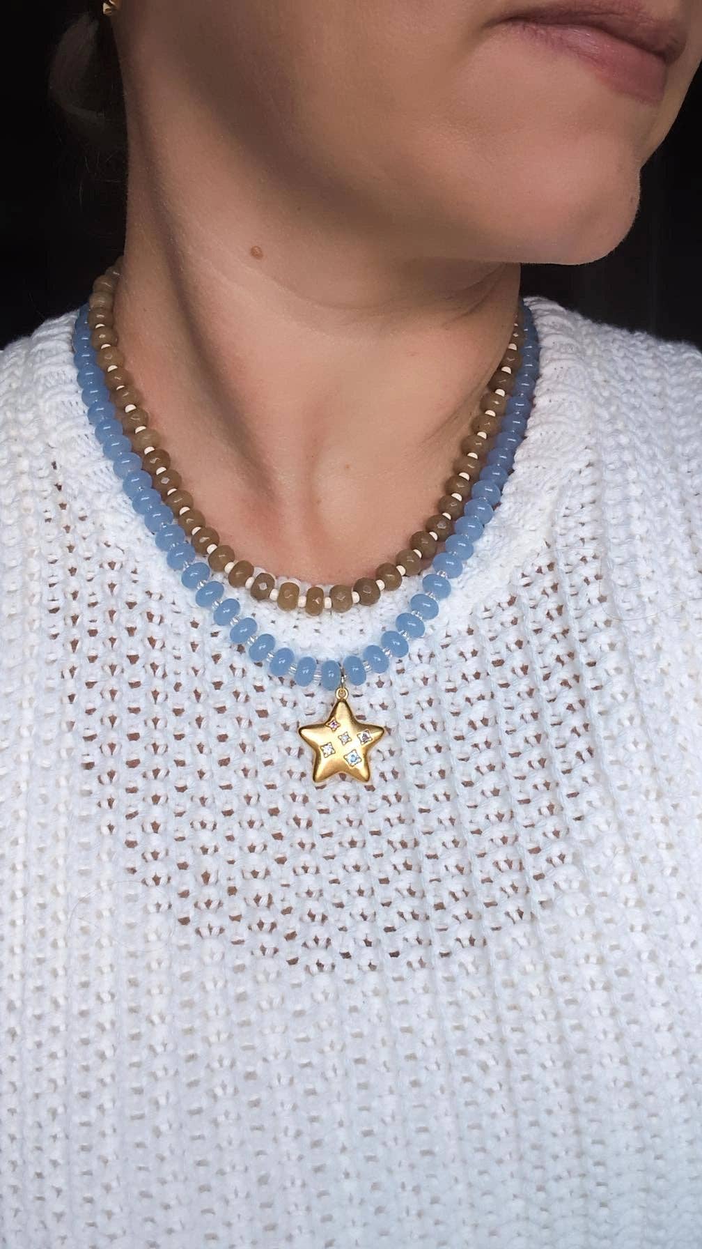 Periwinkle Beaded Star Necklace