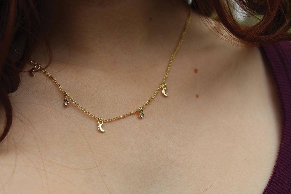 Dangle Necklace Gold - SHOOT FOR MOON
