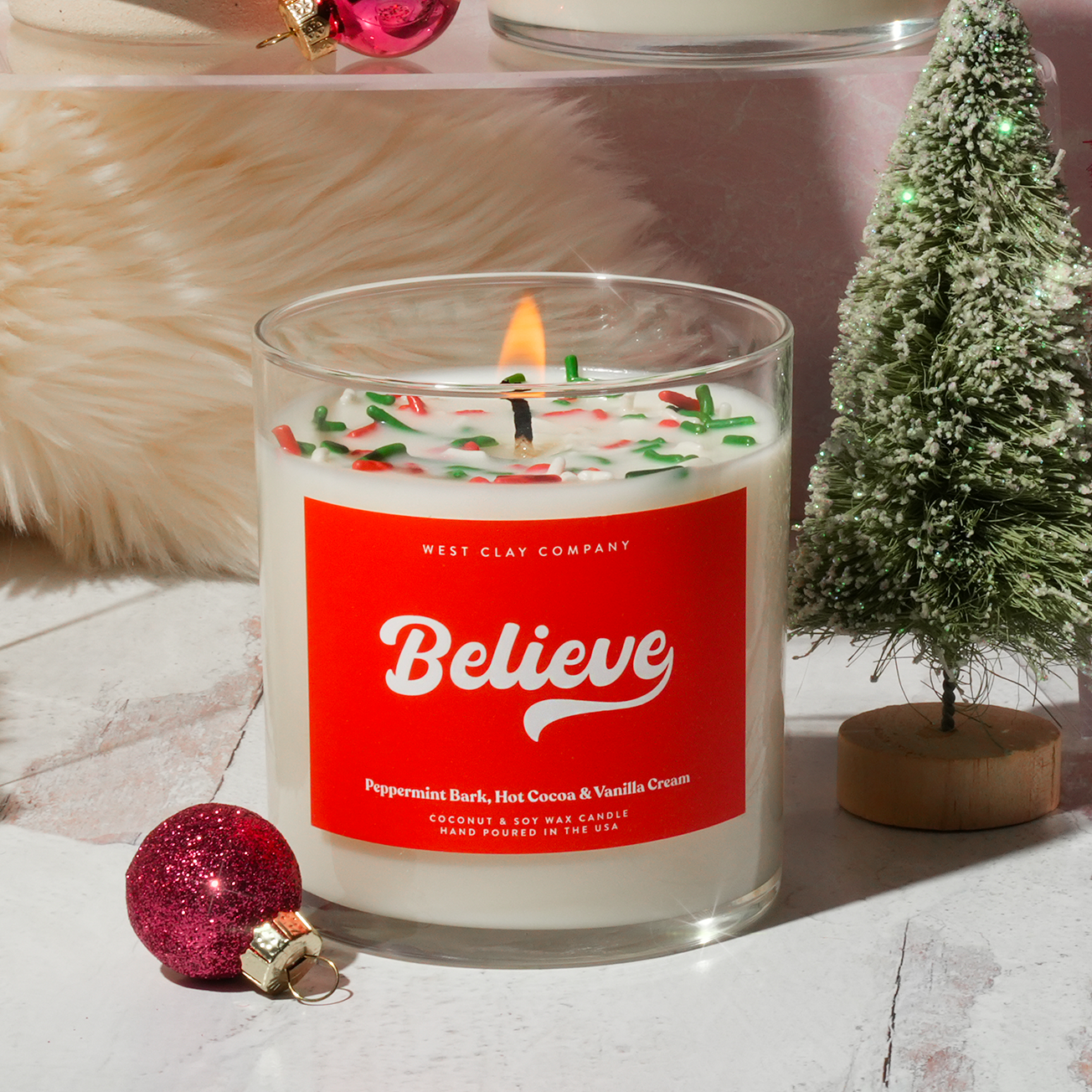 Believe Sprinkle Candle - Holiday Christmas Candles