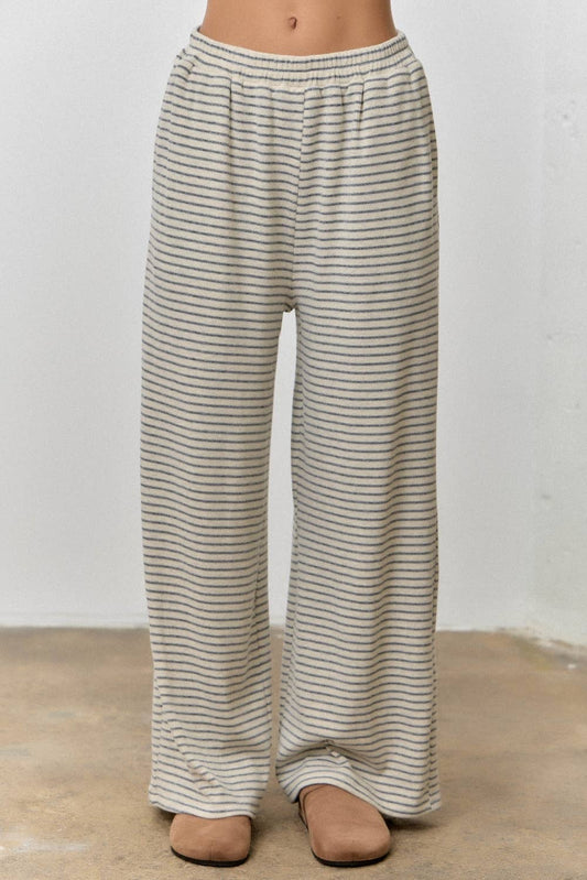 STRIPED ELASTIC WAIST PANTS