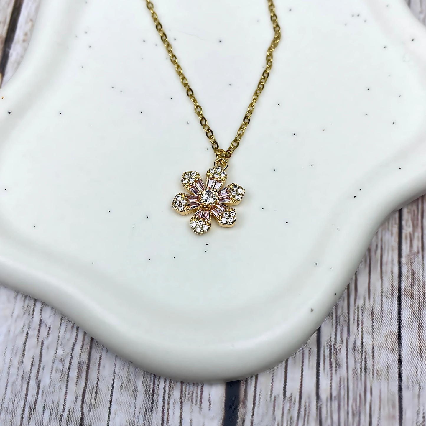 Pink Christmas Charm Necklace | Stainless Steel Chain