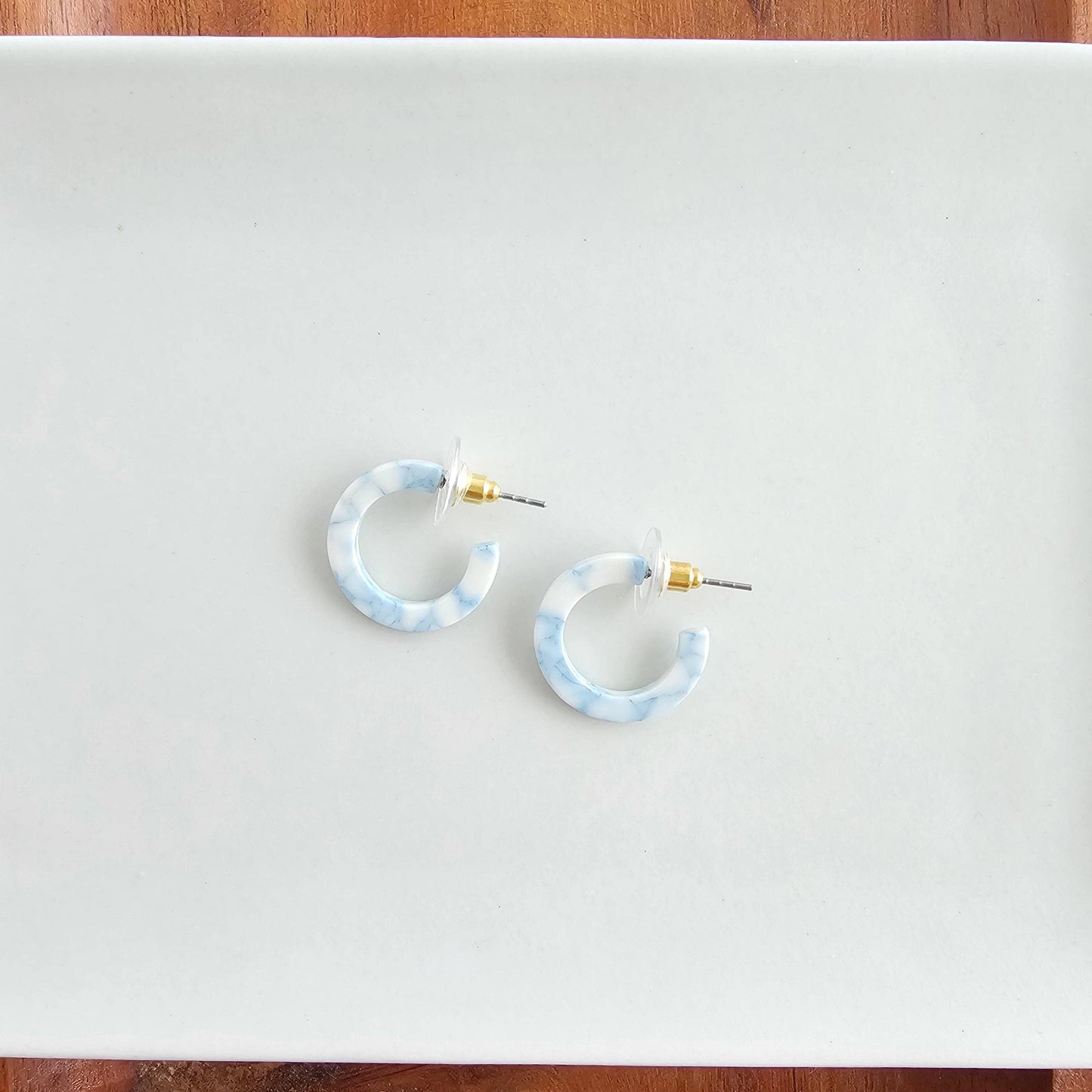 Micro Cam Mini Hoops - Saltwater Blue // Summer Earrings