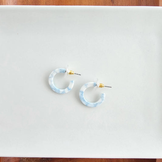 Micro Cam Mini Hoops - Saltwater Blue // Summer Earrings