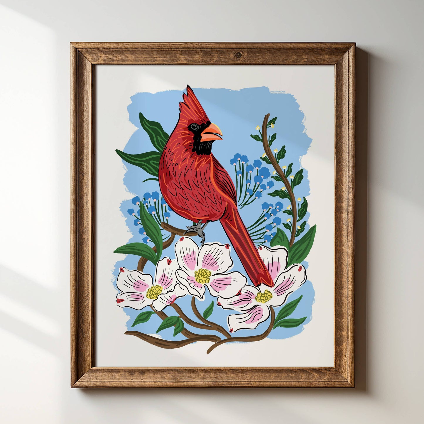 "Carolina Cardinal with Dogwood" - 8" x 10" Giclée Art Print