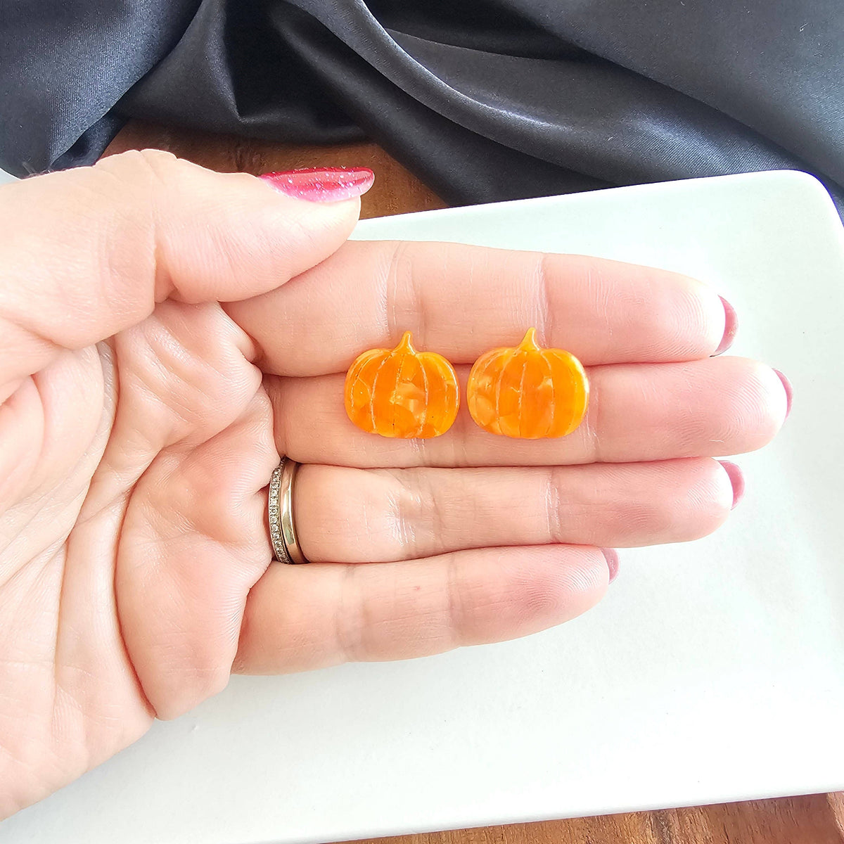 Pumpkin Patch Studs - Orange // Jewelry, Earrings, Fall, Halloween