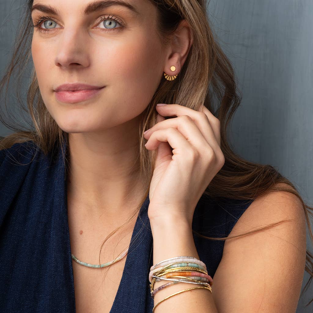 Refined Earring Collection - Sunburst Ear Jacket/Silver