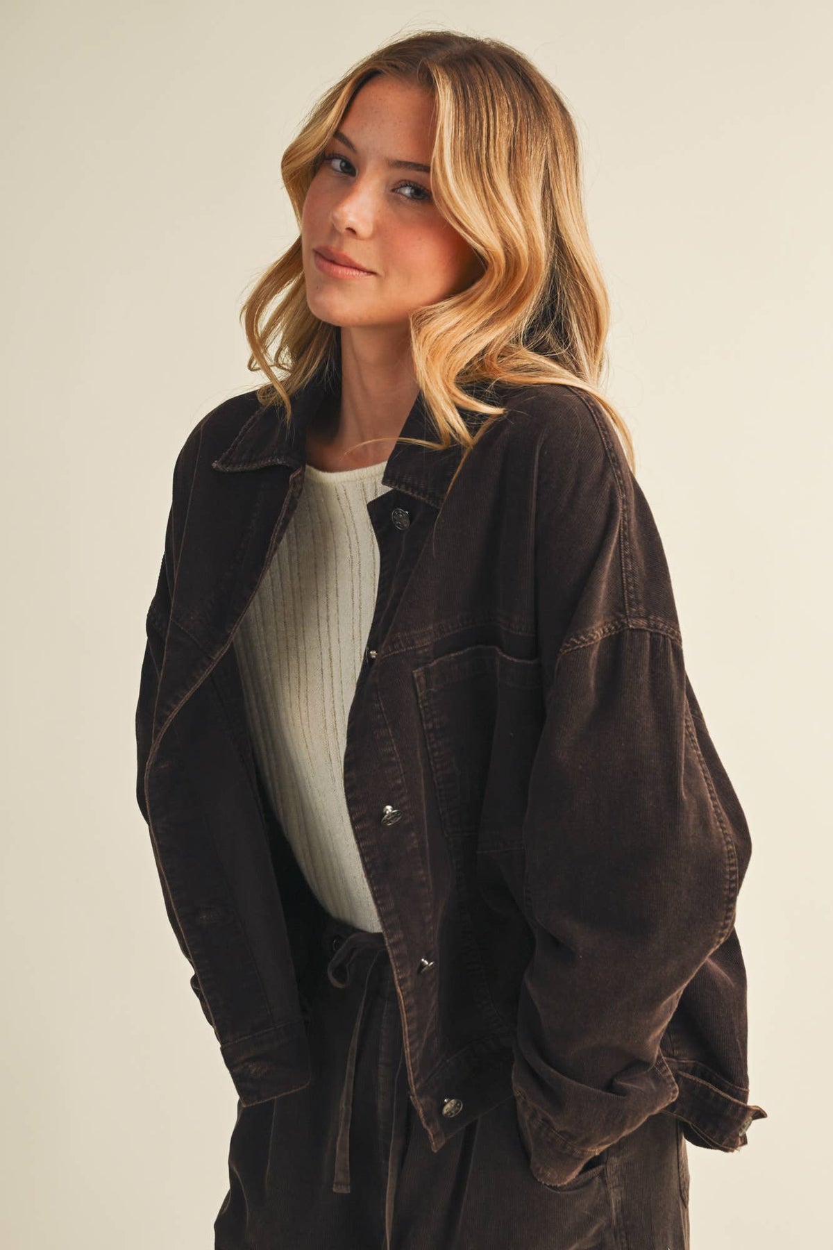 Wide-Wale Corduroy Dropped Shoulder Jacket