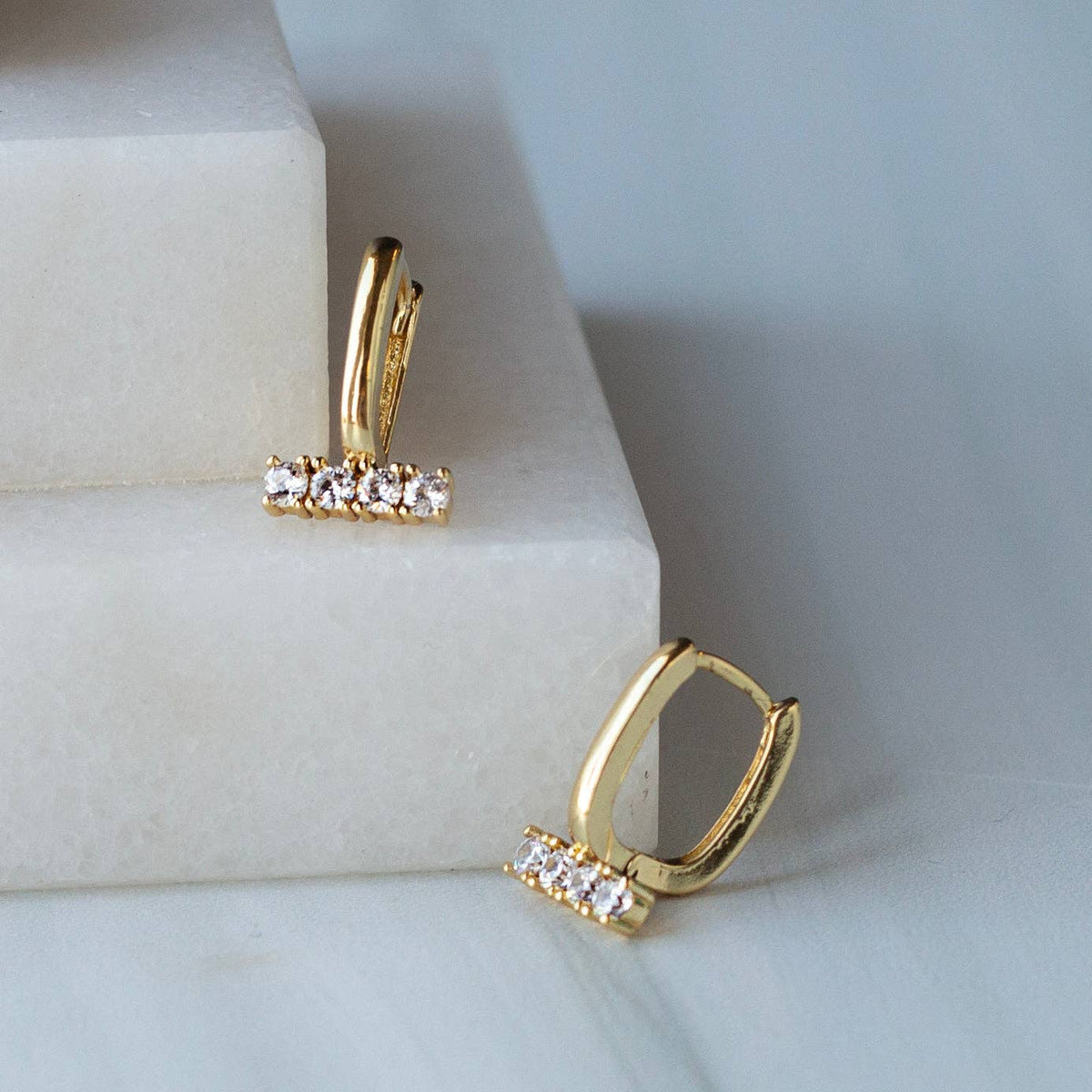 Gold Rhinestone Bar Earrings | CLEARANCE
