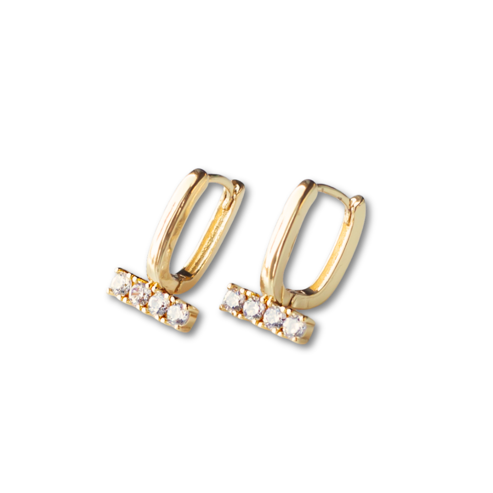 Gold Rhinestone Bar Earrings | CLEARANCE