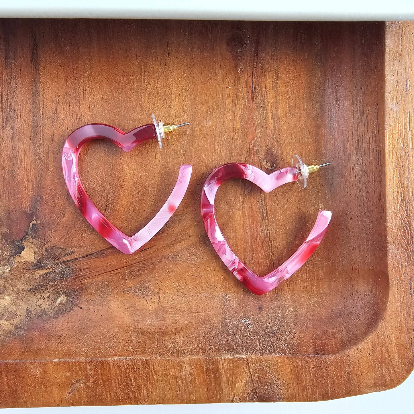 Heart Hoops - Strawberry Fizz // Valentine's Day Earrings
